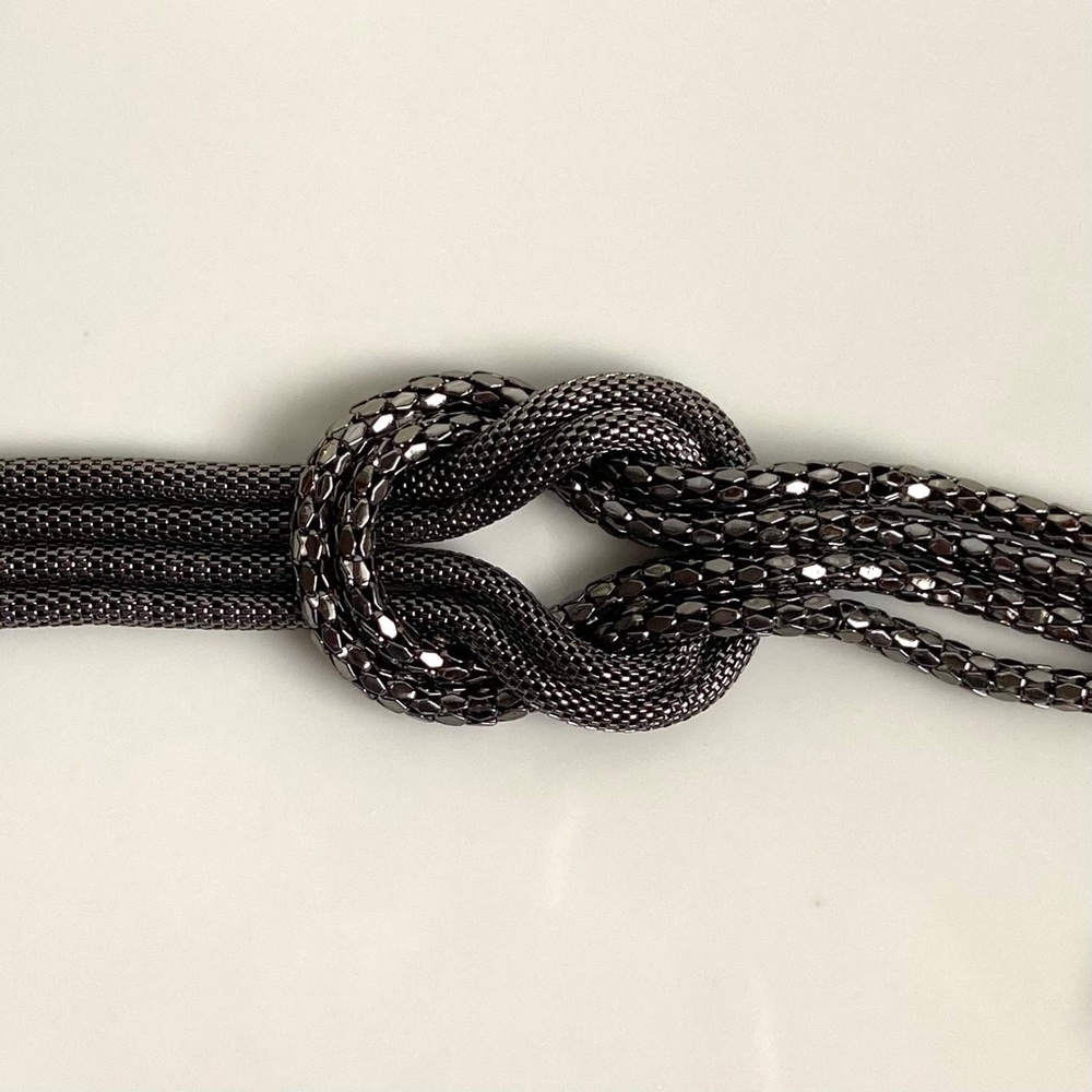 Dark Grey Silver Tone Knotted Bracelet